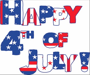 Preview of Happy 4th of July! Digital Sign & Fireworks Patriotic Clipart Embellishments