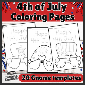 Preview of Happy 4th of July Gnomes Coloring Worksheets & Independence Day Activities