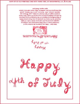 Preview of Happy 4th of July Red Fabric Font Card Printable