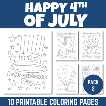 Preview of Happy 4th of July USA Independence Day Celebration Coloring Page Pack 2