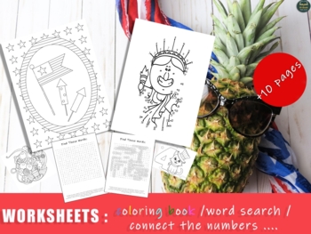 Preview of Happy 4th of July Worksheets for kids