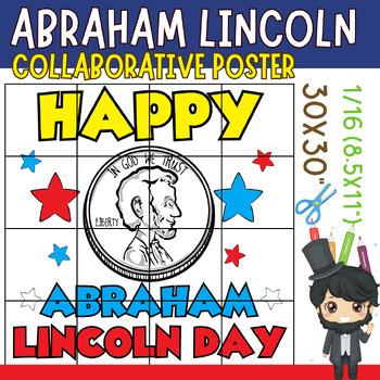 Preview of Happy Abraham Lincoln day Collaborative coloring poster Art - President's day