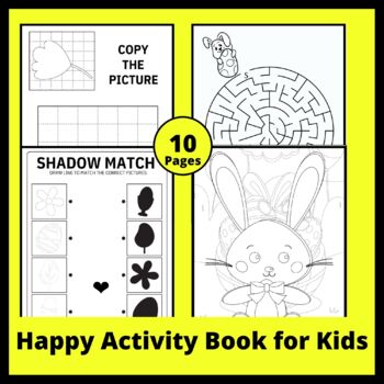 Preview of Happy Activity Book for Kids - puzzle - coloring book