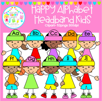 Preview of Happy Alphabet Headband Stick Kids Clipart