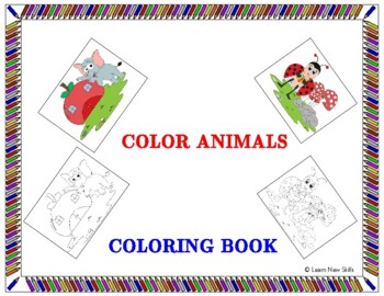 Preview of Happy Animals Coloring Book for Toddlers Funny Animals. Easy Coloring Pages