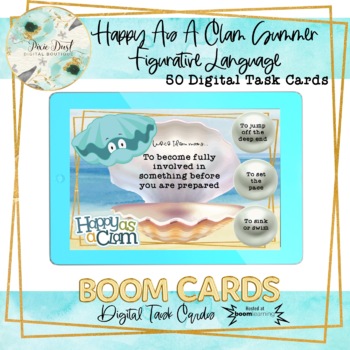 Preview of Happy As A Clam Summer Figurative Language BOOM Cards – Speech Therapy Distance