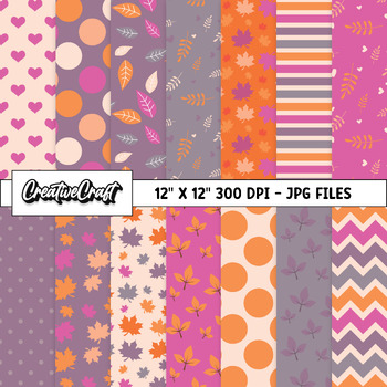 Happy Autumn Fall Digital Papers, scrapbook thanksgiving, backgrounds