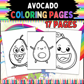 Preview of Happy Avocado Coloring pages For kids: Classroom, Preschool, Grades 1st-5th