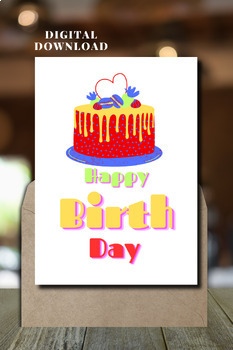 Preview of Happy Birth Day for Kids, Style cake bright colors , Attached to gifts