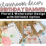 Happy Birthday Banner Boho Calming Watercolor Classroom De