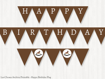 Preview of Happy Birthday Banner, Rocking Horse , Classroom Bday Party, PRINTABLE