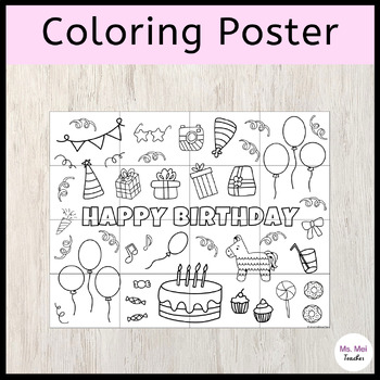 Happy Birthday Big Coloring Poster - Class Activity, Home Party, Event