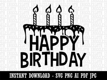 Happy Birthday Cake With Candles Clipart Instant Digital Download Ai Pdf Svg Png
