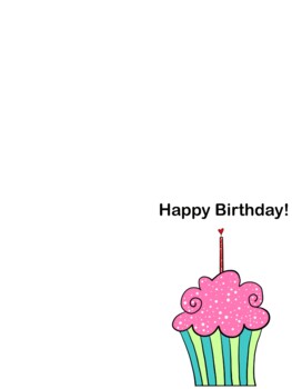 Happy Birthday Card -Cupcake by Teaching Elixir | TPT