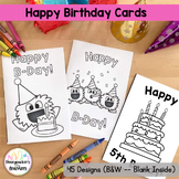 Happy Birthday Cards (B&W - Blank inside) Foldable