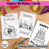 #sunnydeals24 Happy Birthday Cards (B&W - Blank inside) Foldable