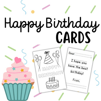 Preview of Happy Birthday Cards Coloring Pages & Differentiated Writing Prompts