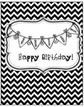 happy birthday card black and white