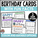 Happy Birthday Certificate Cards with Monthly Fun Facts to