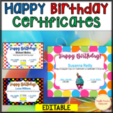 Happy Birthday Certificates celebrate students award editable