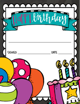 Happy Birthday Certificates Award Handout Freebie by Cameron Brazelton