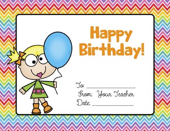 Happy Birthday Certificates for Students by Carol Martinez TpT