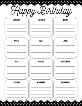 Happy Birthday Classroom Chart by ChelseyKay | TPT