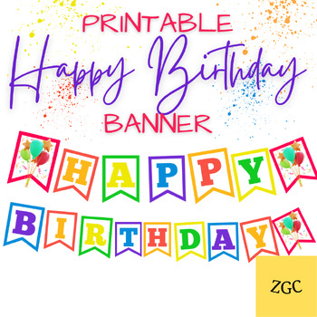 Happy Birthday, Classroom Decor Banner, Student's Birthday Party, PRINTABLE