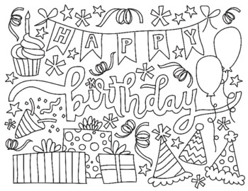 Happy Birthday Coloring Page by The Art of Integration | TPT