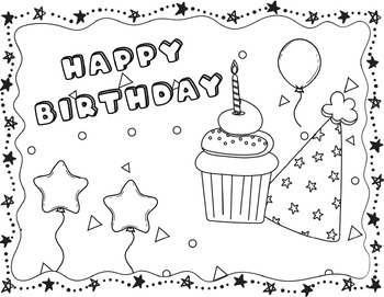 Happy Birthday Coloring Pages by LailaBee | TPT