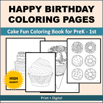 Preview of Happy Birthday Coloring Pages: Cake coloring pages
