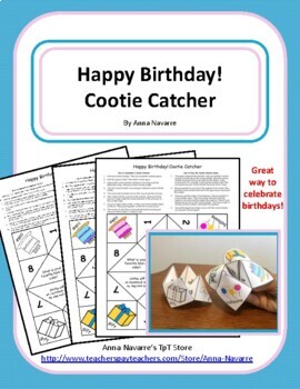 Preview of Happy Birthday! Cootie Catcher - Student Recognition