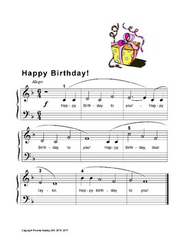 Happy Birthday Easy Piano by Rhonda Bradley | Teachers Pay Teachers