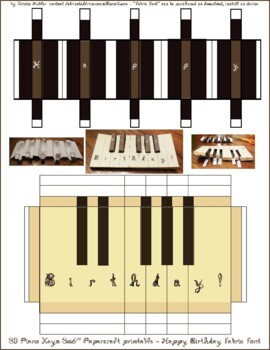Preview of Happy Birthday Fabric Font 3D Piano Keys B to C Major 5 Minor Key 3x6 Papercraft