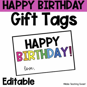Preview of Happy Birthday Gift Tags - Editable Freebie