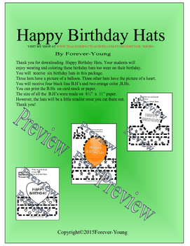 Preview of Happy Birthday Hats