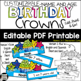 Happy Birthday Headband/Crowns Printable- Spanish and English; Easy Editable PDF
