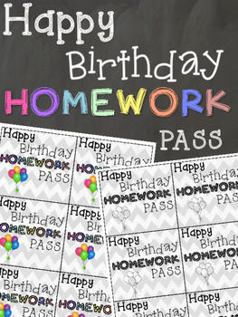 homework pass for birthday