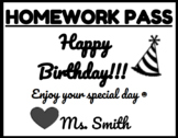 Happy Birthday Homework Pass for students!
