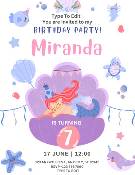 Preview of Happy Birthday Invitation Editable (4) Fully Customize your Flyer Ready to Edit!