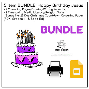 Preview of Happy Birthday Jesus Primary Media Literacy Religion BUNDLE