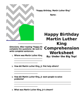 Happy Birthday Martin Luther King Worksheets Teaching Resources Tpt