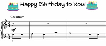 Preview of Happy Birthday Music Sheet - Level 1