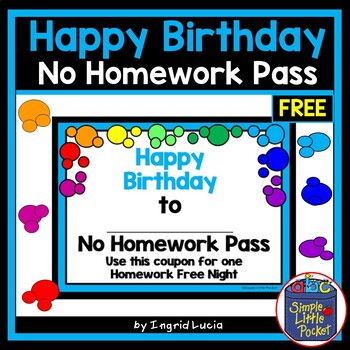 happy birthday no homework pass