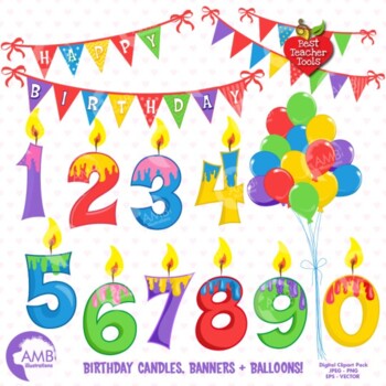 Preview of Happy Birthday Numbers and Banner Pack, {Best Teacher Tools}, AMB-1239