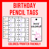 Happy Birthday Pencil Tags - COLOR