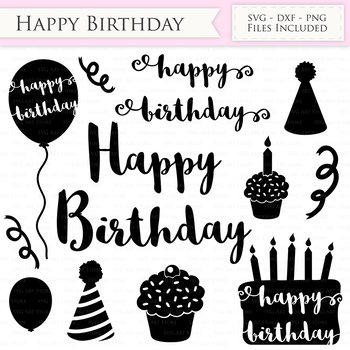 Download Happy Birthday SVG Files Birthday hat, party balloon, birthday cake svg cutting