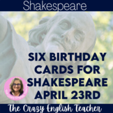 Happy Birthday Shakespeare Cards  April 23rd