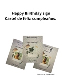 Happy Birthday Sign. Cartel de feliz cumpleaños.