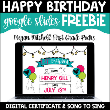 Preview of Happy Birthday Song Google Slides Freebie 